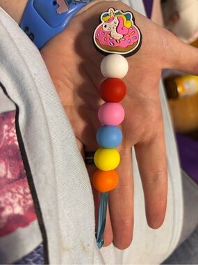 Unicorn Donut Rainbow Bead crochet hook